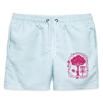 Disc Golf Baum Fliegender Disckorb Frisbee Golf - Männer Badeshorts - hellblau gestreift - Vorne - AI Model Male 178 light (178cm)