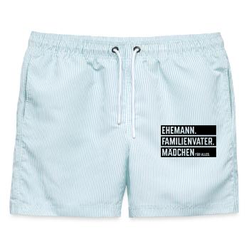 Ehemann Familienvater Mädchen Für Alles, Balken B - Männer Badeshorts - hellblau gestreift - Vorne - AI Model Male 178 light (178cm)