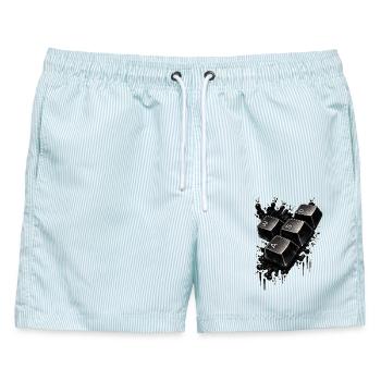 WASD Splash – Gamer Keyboard Design für Zocker & P - Männer Badeshorts - hellblau gestreift - Vorne - AI Model Male 178 light (178cm)