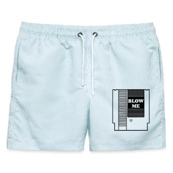 Blow Me Retro Gaming Videospiele Games Vintage - Männer Badeshorts - hellblau gestreift - Vorne - AI Model Male 178 light (178cm)