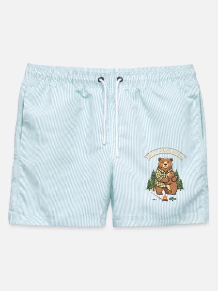 Best Papa Bear – Süßes Bären Papa Geschenk - Männer Badeshorts - hellblau gestreift