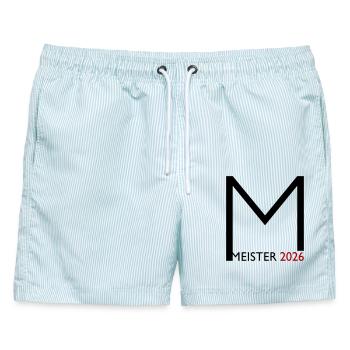 Herzlichen Glückwunsch zur Meisterschaft 2026 - Männer Badeshorts - hellblau gestreift - Vorne - AI Model Male 178 light (178cm)