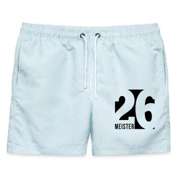 Meister 2026 Meisterschaft - Männer Badeshorts - hellblau gestreift - Vorne - AI Model Male 178 light (178cm)