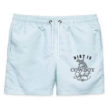 Dirt is Cowboy Stardust Westernreiter Geschenk - Männer Badeshorts - hellblau gestreift - Vorne - AI Model Male 178 light (178cm)