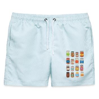Würstchen Im Glas - Männer Badeshorts - hellblau gestreift - Vorne - AI Model Male 178 light (178cm)