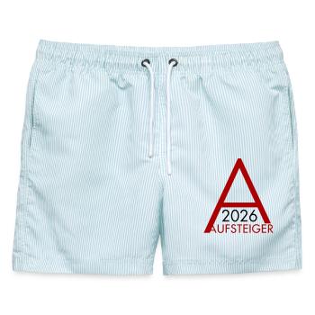 Aufsteiger 2026 Aufstieg - Männer Badeshorts - hellblau gestreift - Vorne - AI Model Male 178 light (178cm)