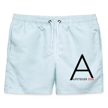 Aufsteiger 2026 Aufstieg - Männer Badeshorts - hellblau gestreift - Vorne - AI Model Male 178 light (178cm)