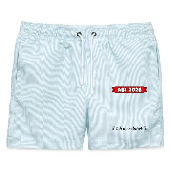 Abi 2026 Abitur Abschluss Gästebuch Abiturient - Männer Badeshorts - hellblau gestreift - Vorne - AI Model Male 178 light (178cm)