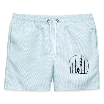 Waldwanderer Silhouettenkreis Geschenk Schweiz  - Männer Badeshorts - hellblau gestreift - Vorne - AI Model Male 178 light (178cm)