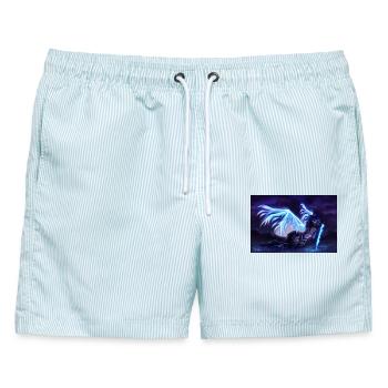 Alóe - Gefallener Engel (von Bunneko_Arts) - Männer Badeshorts - hellblau gestreift - Vorne - AI Model Male 178 light (178cm)