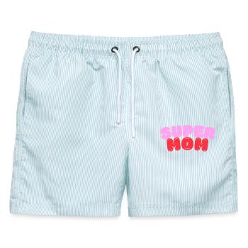 Super Mom - Männer Badeshorts - hellblau gestreift - Vorne - AI Model Male 178 light (178cm)