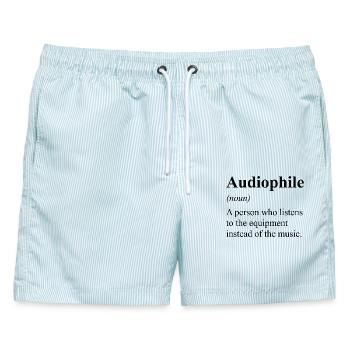 Audiophile Definition Music Lover - Männer Badeshorts - hellblau gestreift - Vorne - AI Model Male 178 light (178cm)