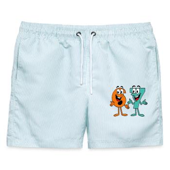 Six Seven Cartoon - Männer Badeshorts - hellblau gestreift - Vorne - AI Model Male 178 light (178cm)