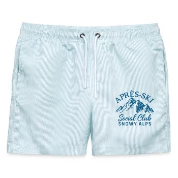 Apres Ski Social Club Bernese Alps - Männer Badeshorts - hellblau gestreift - Vorne - AI Model Male 178 light (178cm)