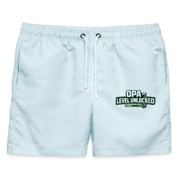 OPA Level Unlocked XP Design - Männer Badeshorts - hellblau gestreift - Vorne - AI Model Male 178 light (178cm)