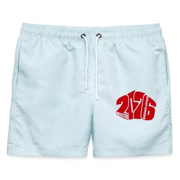Meister und Aufsteiger 2026 - Männer Badeshorts - hellblau gestreift - Vorne - AI Model Male 178 light (178cm)