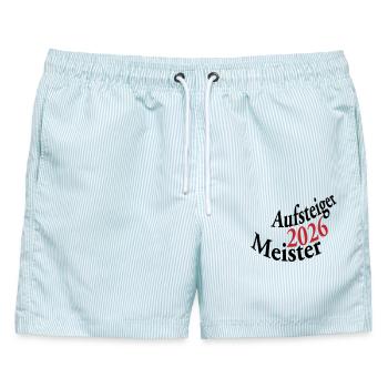 Meister und Aufsteiger 2026 - Männer Badeshorts - hellblau gestreift - Vorne - AI Model Male 178 light (178cm)
