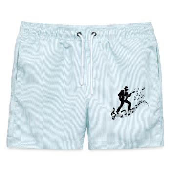Blues Musician - Männer Badeshorts - hellblau gestreift - Vorne - AI Model Male 178 light (178cm)