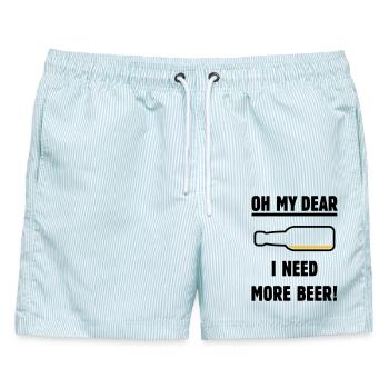 Oh My Dear – I Need More Beer! (Bier / POS 2C) - Männer Badeshorts - hellblau gestreift - Vorne - AI Model Male 178 light (178cm)