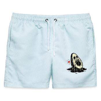 Totenkopf Horror Avocado - Männer Badeshorts - hellblau gestreift - Vorne - AI Model Male 178 light (178cm)