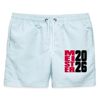 Meister 2026 Meisterschaft - Männer Badeshorts - hellblau gestreift - Vorne - AI Model Male 178 light (178cm)