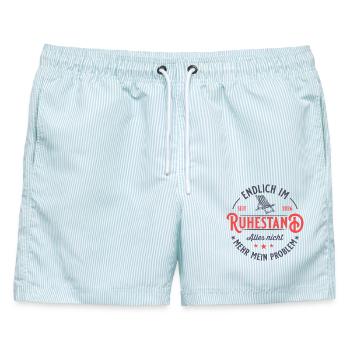 Renteneintritt 2026 Liegestuhl Vintage Rentner - Männer Badeshorts - hellblau gestreift - Vorne - AI Model Male 178 light (178cm)