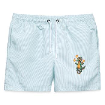 Feuerbläser auf Einrad - Männer Badeshorts - hellblau gestreift - Vorne - AI Model Male 178 light (178cm)