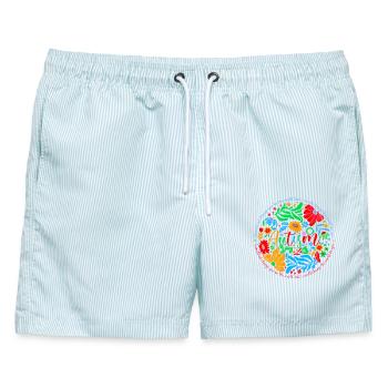 Autismus Awareness Day - Männer Badeshorts - hellblau gestreift - Vorne - AI Model Male 178 light (178cm)