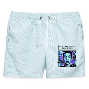 Mein Gesicht Wenn Der Kaffee Leer Ist - Männer Badeshorts - hellblau gestreift - Vorne - AI Model Male 178 light (178cm)
