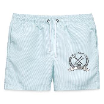 Grill Bruder Shirt – BBQ Geschenk für Bruder - Männer Badeshorts - hellblau gestreift - Vorne - AI Model Male 178 light (178cm)
