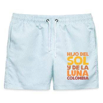 Sohn der Sonne und Mond Kolumbien - Männer Badeshorts - hellblau gestreift - Vorne - AI Model Male 178 light (178cm)