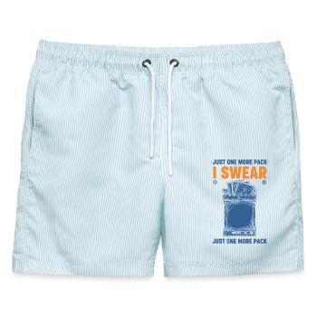 Nur noch ein Pack, ich schwöre, Sammelkarten-Booster - Männer Badeshorts - hellblau gestreift - Vorne - AI Model Male 178 light (178cm)