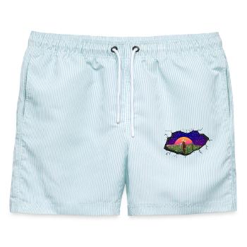 Weed Farmer - Männer Badeshorts - hellblau gestreift - Vorne - AI Model Male 178 light (178cm)