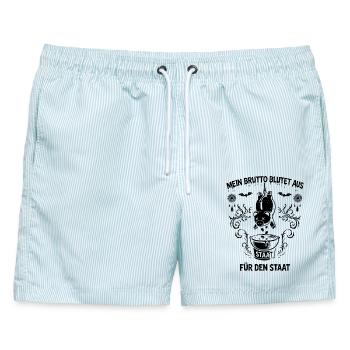 Mein Brutto Blutet Aus Steuern Humor - Männer Badeshorts - hellblau gestreift - Vorne - AI Model Male 178 light (178cm)
