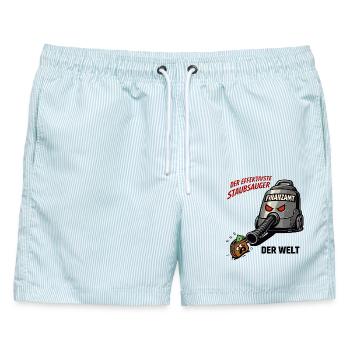 Finanzamt Staubsauger - Männer Badeshorts - hellblau gestreift - Vorne - AI Model Male 178 light (178cm)
