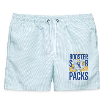 Powered Booster Packs Sammelkartensammler - Männer Badeshorts - hellblau gestreift - Vorne - AI Model Male 178 light (178cm)