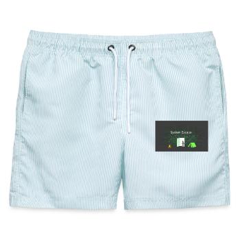 System Escape - Männer Badeshorts - hellblau gestreift - Vorne - AI Model Male 178 light (178cm)