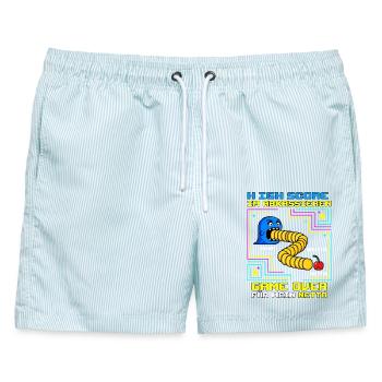 High Score Im Abkassieren - Männer Badeshorts - hellblau gestreift - Vorne - AI Model Male 178 light (178cm)