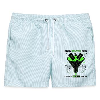 Oben Brutto Rein Unten Netto Raus - Männer Badeshorts - hellblau gestreift - Vorne - AI Model Male 178 light (178cm)