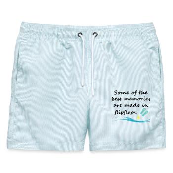 Best Memories Made In Flipflops Beach - Männer Badeshorts - hellblau gestreift - Vorne - AI Model Male 178 light (178cm)