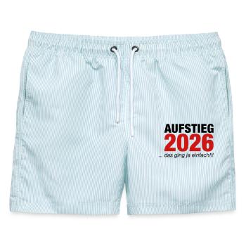 Aufsteiger 2026 Aufstieg - Männer Badeshorts - hellblau gestreift - Vorne - AI Model Male 178 light (178cm)