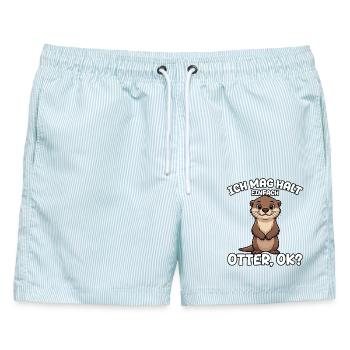 Ich mag halt einfach Otter, ok Fischotter süß Tier - Männer Badeshorts - hellblau gestreift - Vorne - AI Model Male 178 light (178cm)