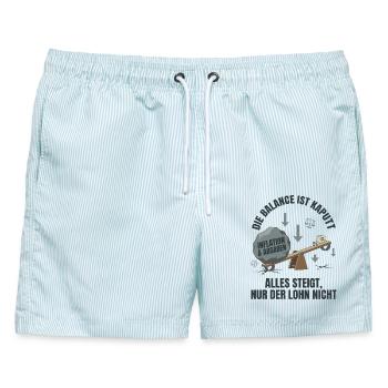 Die Balance Ist Kaputt - Männer Badeshorts - hellblau gestreift - Vorne - AI Model Male 178 light (178cm)