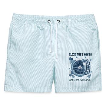 Blick Aufs Konto Vom Staat Ausgeraubt - Männer Badeshorts - hellblau gestreift - Vorne - AI Model Male 178 light (178cm)