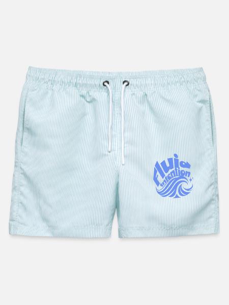OndaVortice Blu con Scritta - Männer Badeshorts - hellblau gestreift