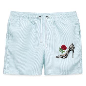 Zebra High Heel Rose - Männer Badeshorts - hellblau gestreift - Vorne - AI Model Male 178 light (178cm)