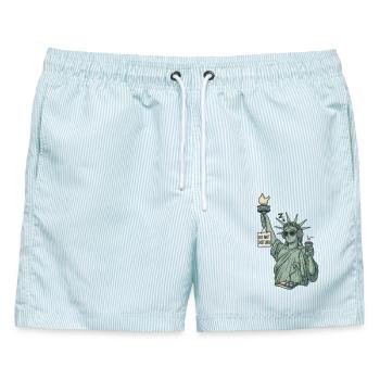 Statue of Liberty Do Not Disturb Coffee Design - Männer Badeshorts - hellblau gestreift - Vorne - AI Model Male 178 light (178cm)