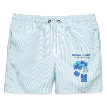 Wochenendprognose 100 Chance, dass das Rudel reißt - Männer Badeshorts - hellblau gestreift - Vorne - AI Model Male 178 light (178cm)