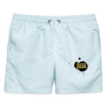 Meister 2026 Meisterschaft - Männer Badeshorts - hellblau gestreift - Vorne - AI Model Male 178 light (178cm)
