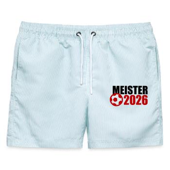 Meister 2026 Meisterschaft - Männer Badeshorts - hellblau gestreift - Vorne - AI Model Male 178 light (178cm)